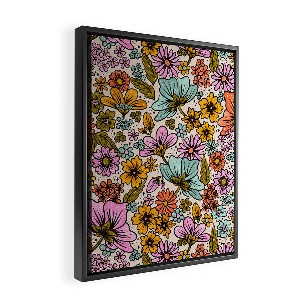 Retro Flower Power - Spring Palette Framed Canvas Print Gallery Image 2