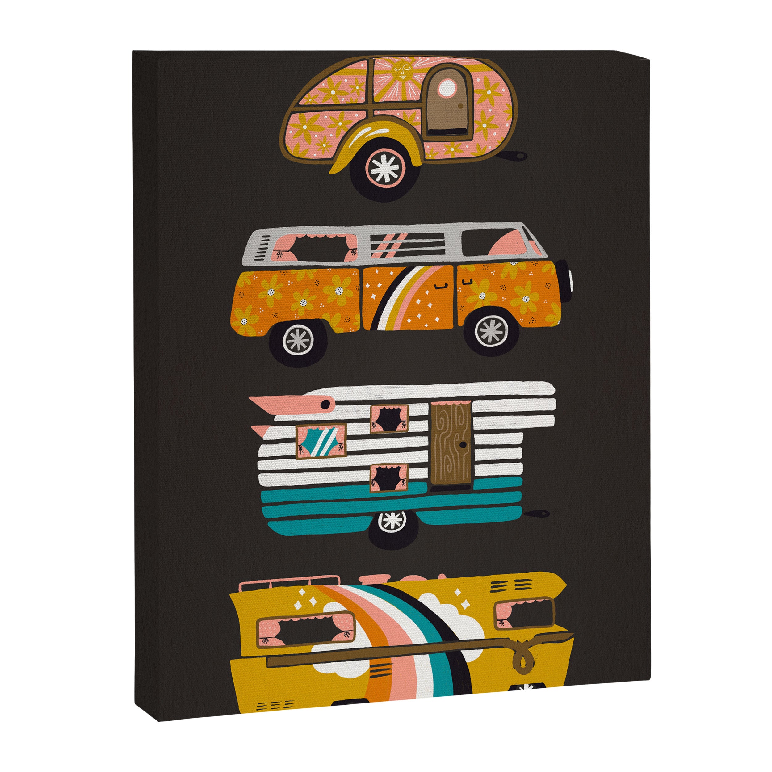 Retro Road Trip - Charcoal Canvas Print Gallery Image 8