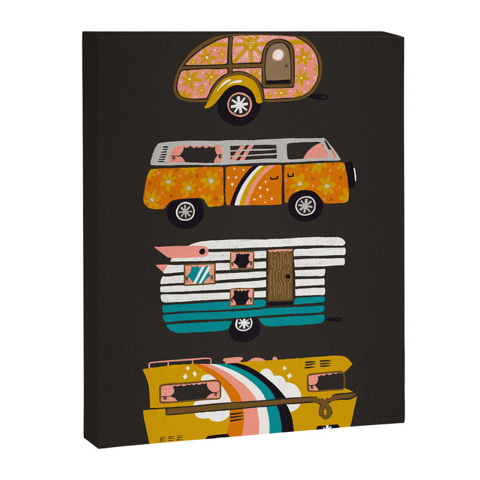Retro Road Trip - Charcoal Canvas Print Gallery Image 1
