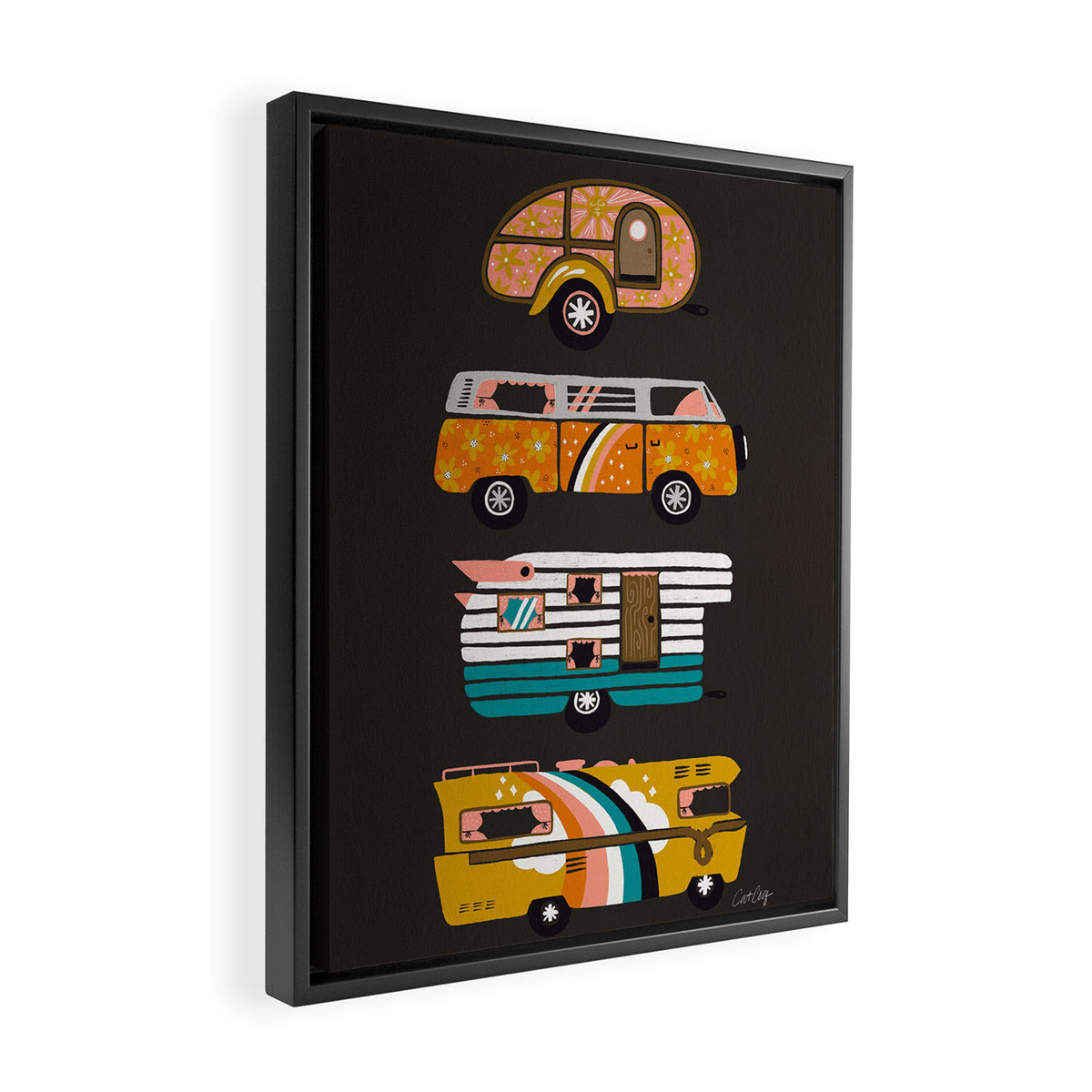 Retro Road Trip - Charcoal Framed Canvas Print Gallery Image 2