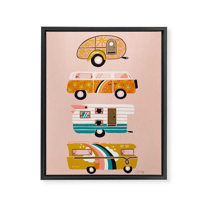 Retro Road Trip - Pink Palette Framed Canvas Print Gallery Image 1