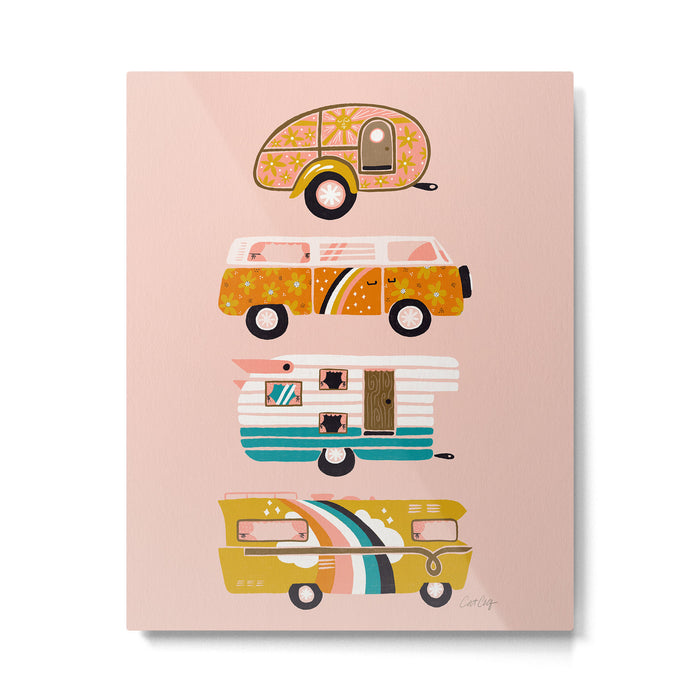 Retro Road Trip - Pink Palette Metal Print Gallery Image 1