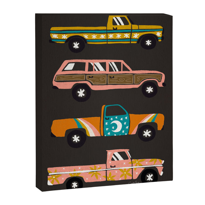 Retro Roads - Charcoal Canvas Print Gallery Image 1
