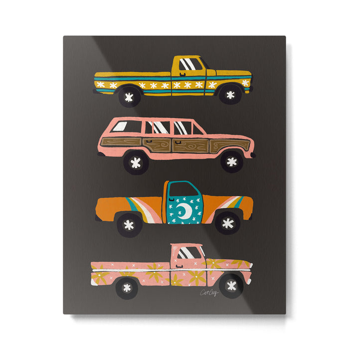 Retro Roads - Charcoal Metal Print Gallery Image 1