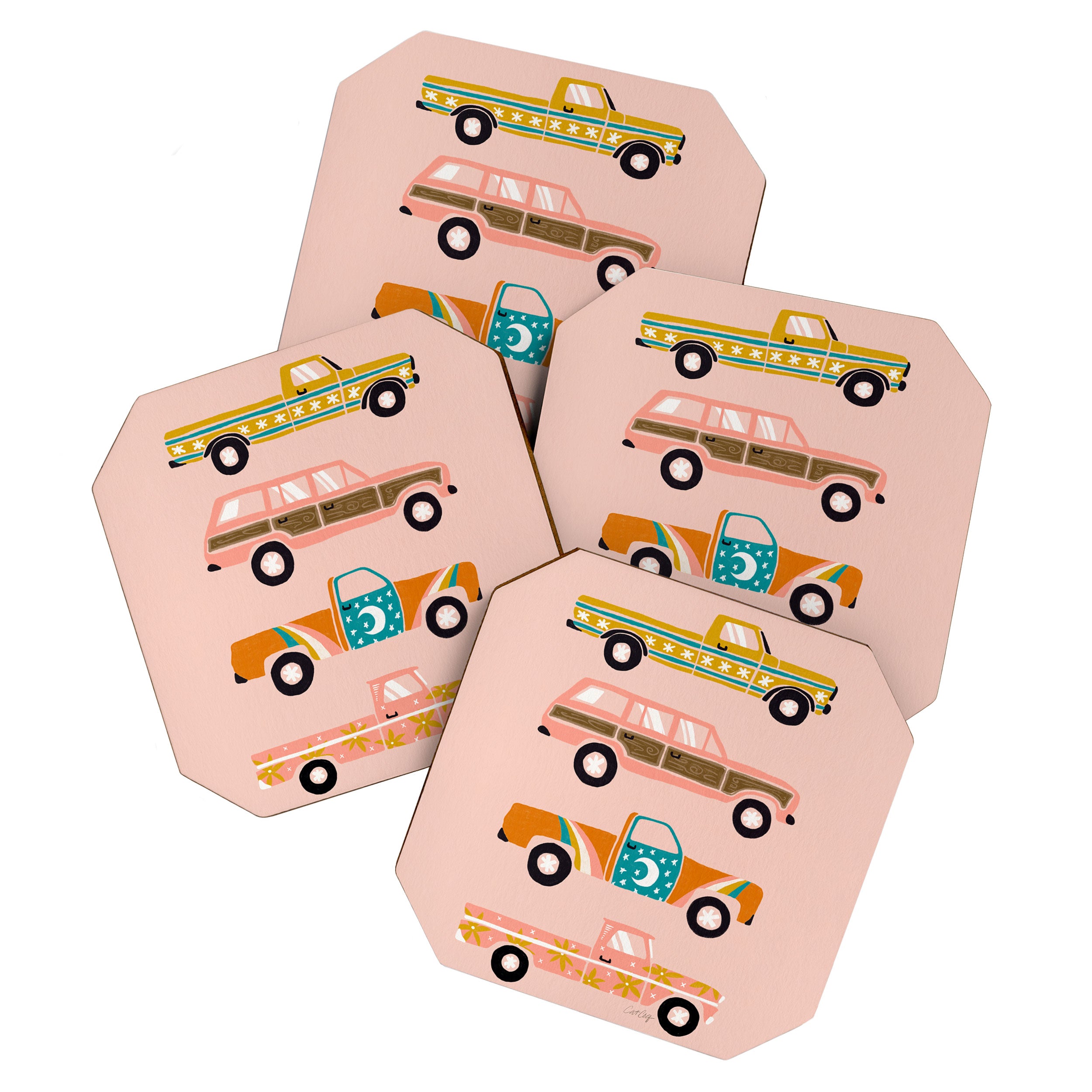 Retro Roads - Pink Palette Coaster Gallery Image 1