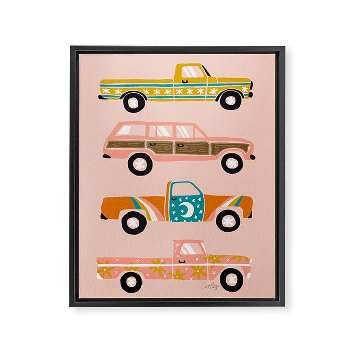Retro Roads - Pink Palette Framed Canvas Print Gallery Image 1