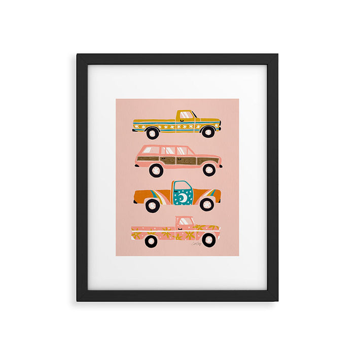 Retro Roads - Pink Palette Framed Art Print Gallery Image 1