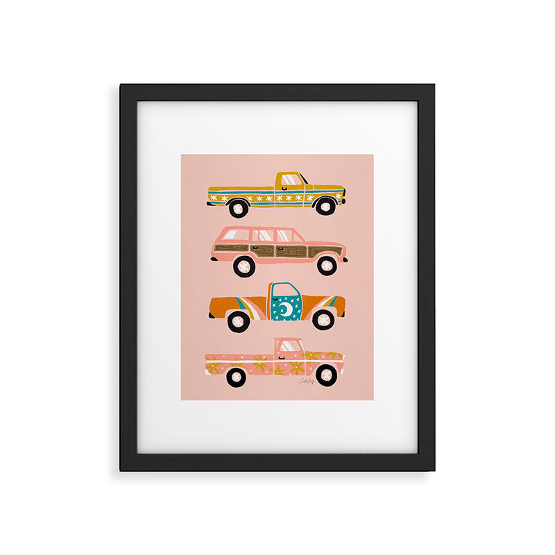 Retro Roads - Pink Palette Framed Art Print Gallery Image 6