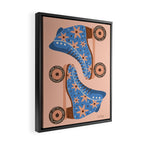 Retro Roller Skates - Blue & Peach Palette Framed Canvas Print Gallery Image 2