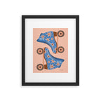 Retro Roller Skates - Blue & Peach Palette Framed Art Print Gallery Image 6
