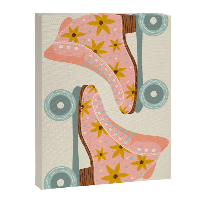 Retro Roller Skates - Blush & Mint Palette Canvas Print Gallery Image 1