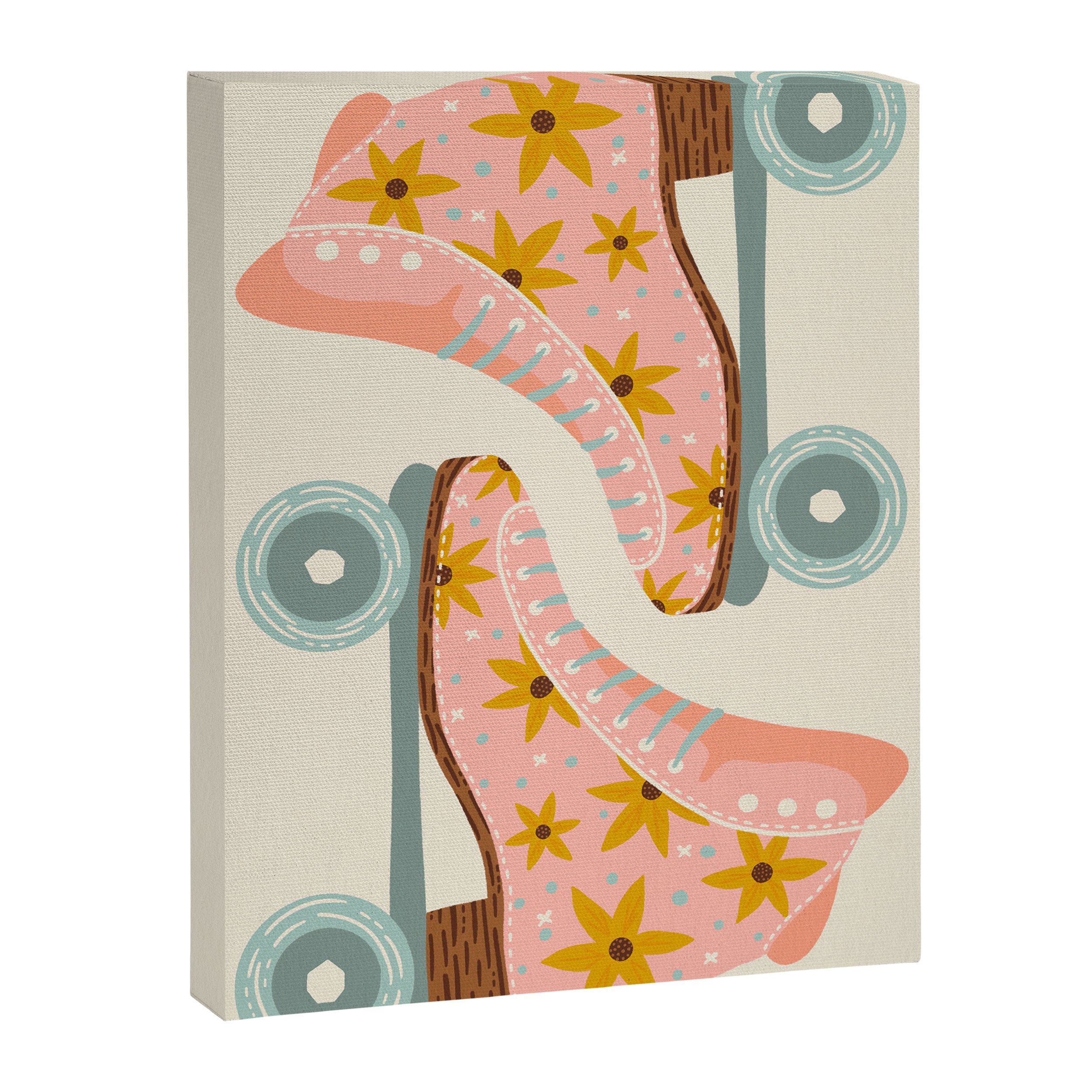 Retro Roller Skates - Blush & Mint Palette Canvas Print Gallery Image 8