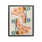 Retro Roller Skates - Blush & Mint Palette Framed Canvas Print Gallery Image 8