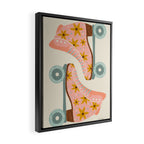 Retro Roller Skates - Blush & Mint Palette Framed Canvas Print Gallery Image 2