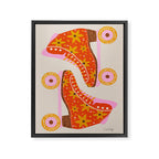 Retro Roller Skates - Coral Framed Canvas Print Gallery Image 8