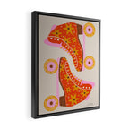 Retro Roller Skates - Coral Framed Canvas Print Gallery Image 2