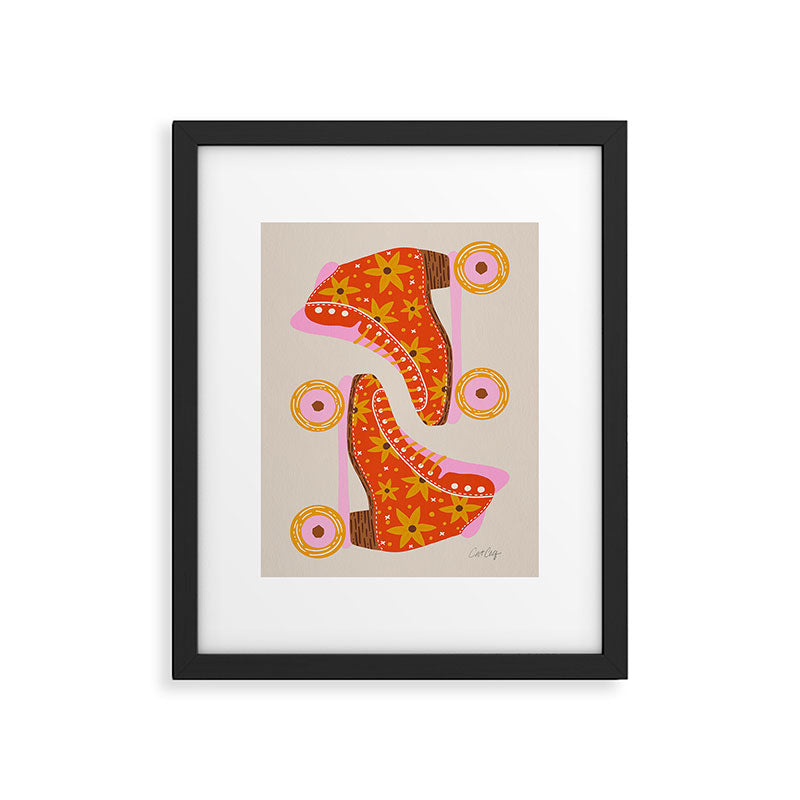 Retro Roller Skates - Coral Framed Art Print Gallery Image 6