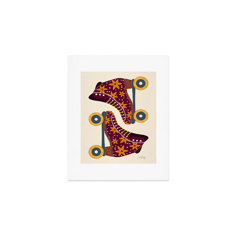 Retro Roller Skates - Fuchsia & Orange Art Print Gallery Image 1