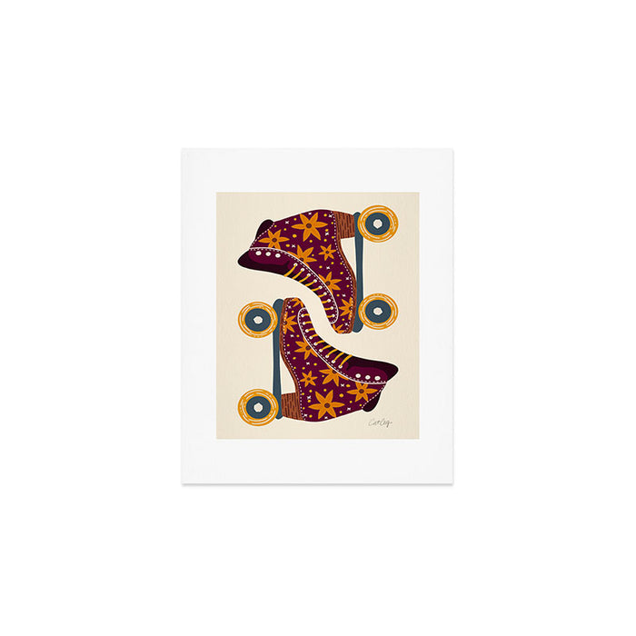Retro Roller Skates - Fuchsia & Orange Art Print Gallery Image 1