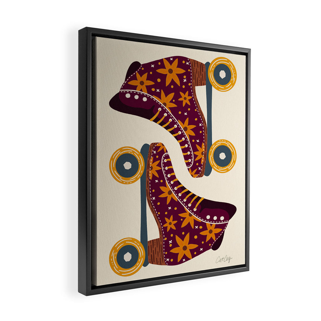 Retro Roller Skates - Fuchsia & Orange Framed Canvas Print Gallery Image 2
