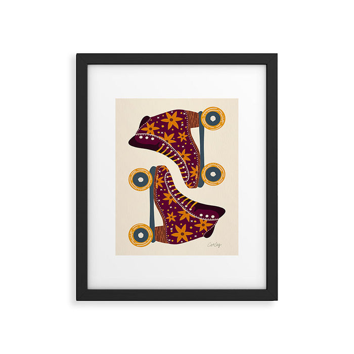 Retro Roller Skates - Fuchsia & Orange Framed Art Print Gallery Image 1