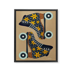 Retro Roller Skates - Teal & Yellow Palette Framed Canvas Print Gallery Image 6