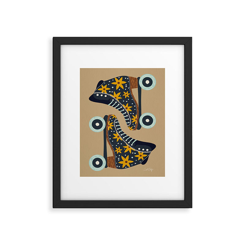 Retro Roller Skates - Teal & Yellow Palette Framed Art Print Gallery Image 5