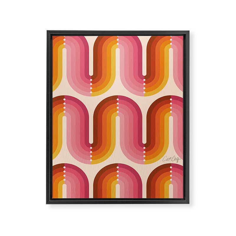 Retro Squiggle - Tropical Sunset Framed Canvas Print Gallery Image 8