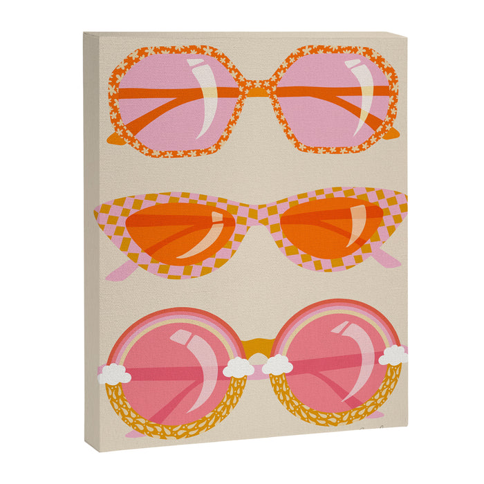 Retro Sunglasses - Peach OmbrÃ© on Cream Canvas Print Gallery Image 1