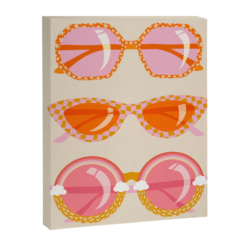 Retro Sunglasses - Peach OmbrÃ© on Cream Canvas Print Gallery Image 6