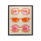 Retro Sunglasses - Peach OmbrÃ© on Cream Framed Canvas Print Gallery Image 6