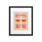 Retro Sunglasses - Peach OmbrÃ© on Cream Framed Art Print Gallery Image 5