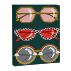Retro Sunglasses - Pink & Red on Teal Canvas Print Gallery Image 6