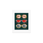 Retro Sunglasses - Pink & Red on Teal Art Print Gallery Image 1