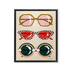 Retro Sunglasses - Red & Teal on Cream Framed Canvas Print Gallery Image 6