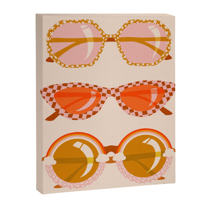 Retro Sunglasses - Retro Sunshine on Cream Canvas Print Gallery Image 1