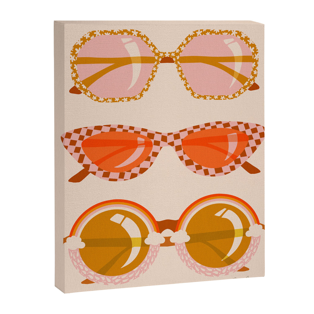 Retro Sunglasses - Retro Sunshine on Cream Canvas Print Gallery Image 6