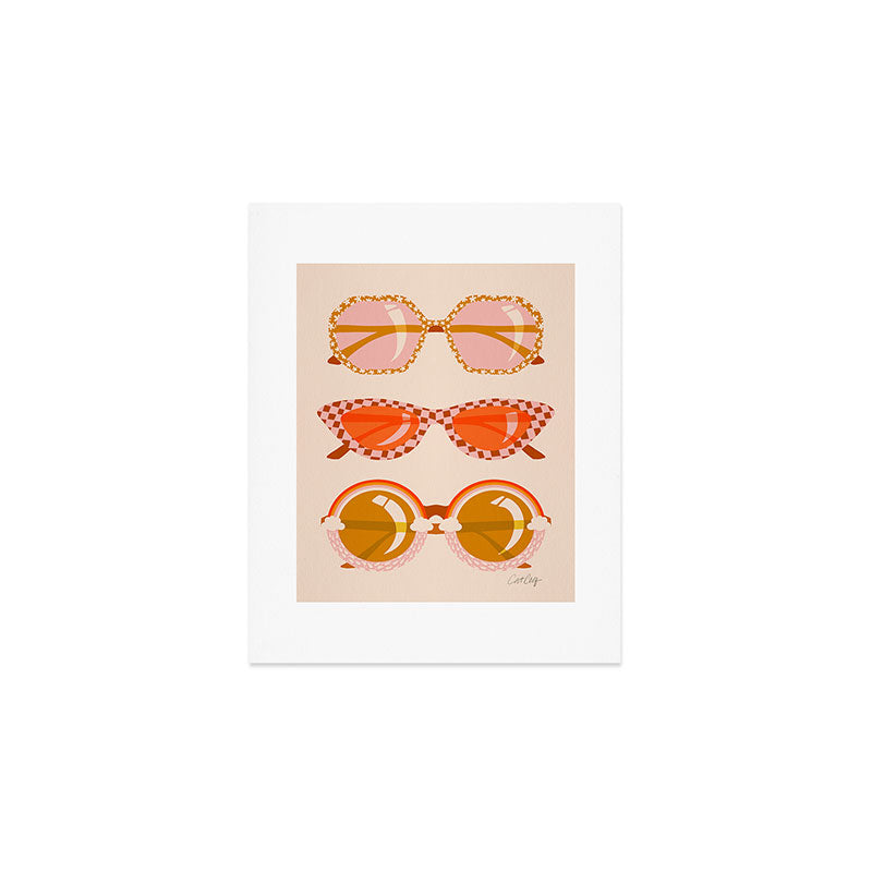 Retro Sunglasses - Retro Sunshine on Cream Art Print Gallery Image 1