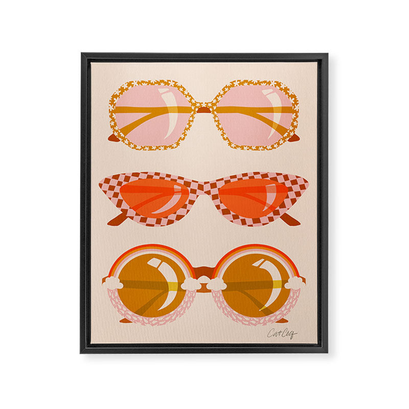 Retro Sunglasses - Retro Sunshine on Cream Framed Canvas Print Gallery Image 6