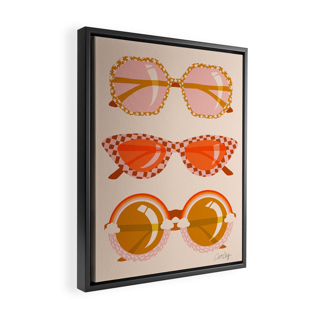 Retro Sunglasses - Retro Sunshine on Cream Framed Canvas Print Gallery Image 2