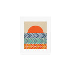 Retro Sunset - Blue & Orange Art Print Gallery Image 1