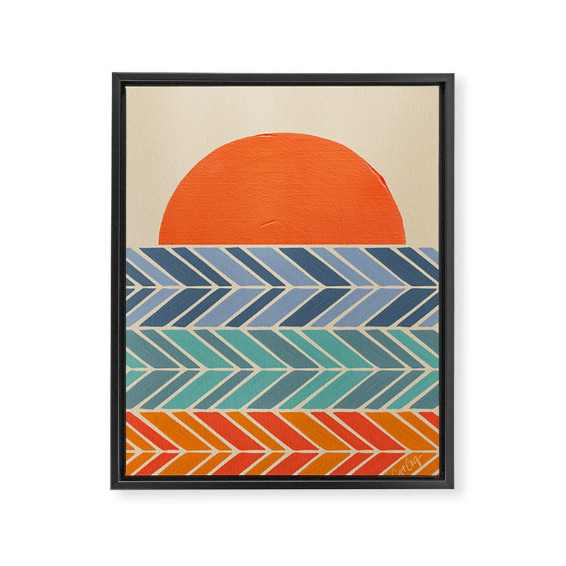 Retro Sunset - Blue & Orange Framed Canvas Print Gallery Image 8