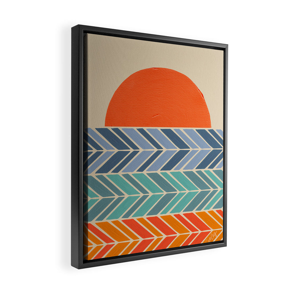 Retro Sunset - Blue & Orange Framed Canvas Print Gallery Image 2