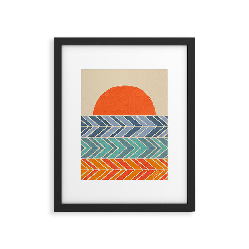 Retro Sunset - Blue & Orange Framed Art Print Gallery Image 6
