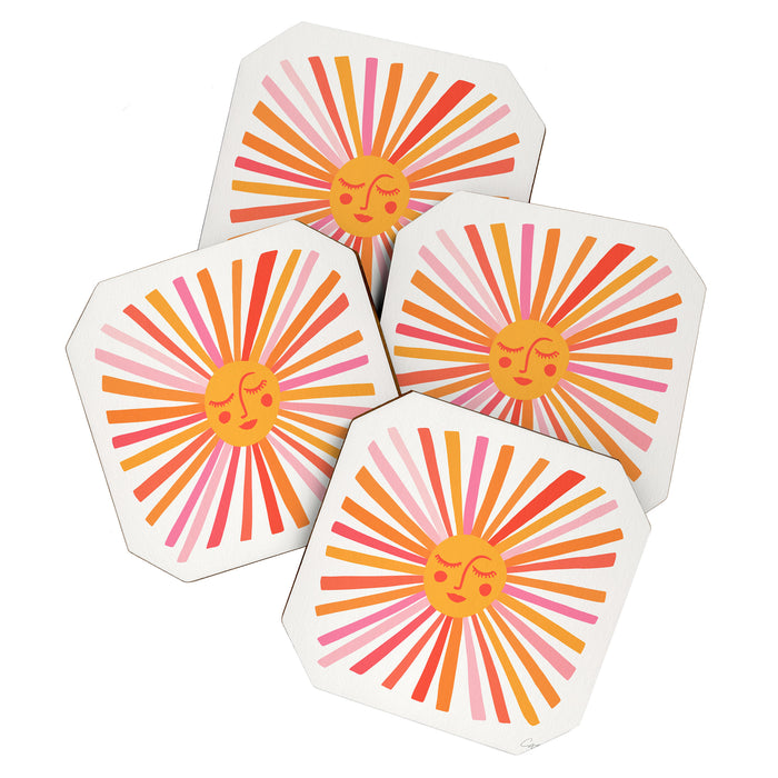 Retro Sunshine â Pink & Peach Coaster Gallery Image 1