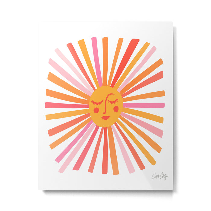Retro Sunshine â Pink & Peach Metal Print Gallery Image 1
