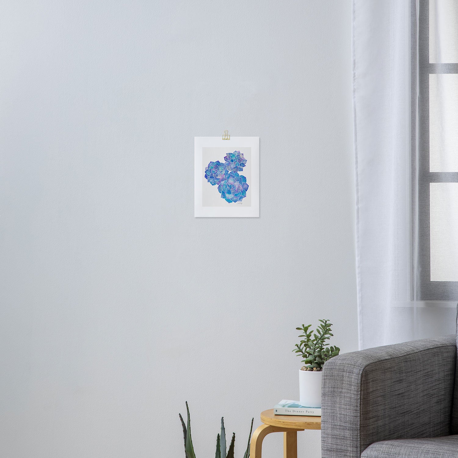 Rosette Succulents - Blue Palette Art Print Gallery Image 3