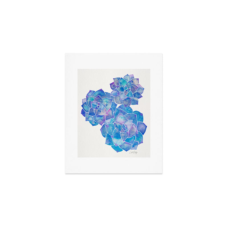 Rosette Succulents - Blue Palette Art Print Gallery Image 1