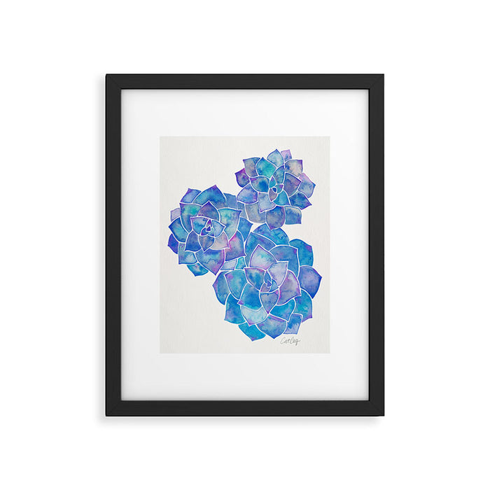 Rosette Succulents - Blue Palette Framed Art Print Gallery Image 1