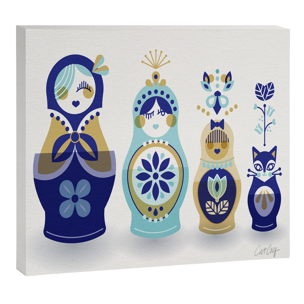 Russian Nesting Dolls - Blue & Gold Canvas Print Gallery Image 12